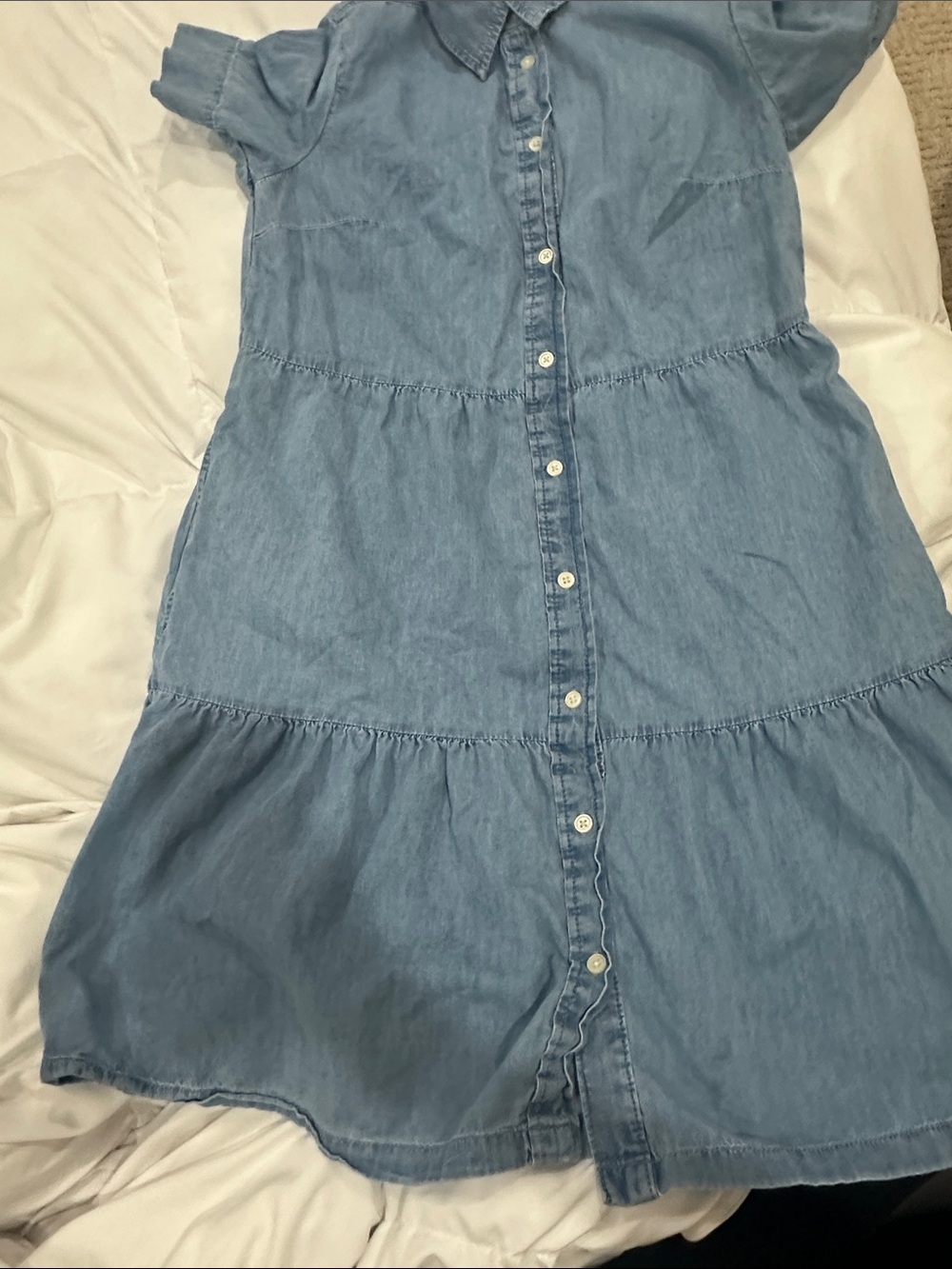 GAP Light Blue Denim Button-Down High-Low Dress